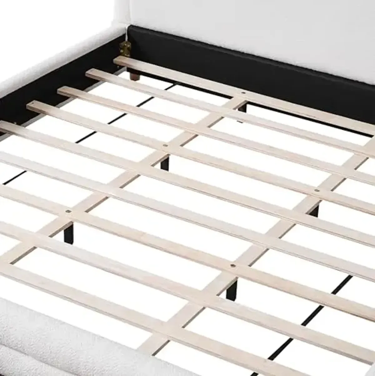Christopher Knight Home Fika Boucle Upholstered King Size Bed Frame with Headboard, Modern King Bed Frame and Headboard, Wooden Slats Support, Easy Assembly, No Box Spring Needed, White