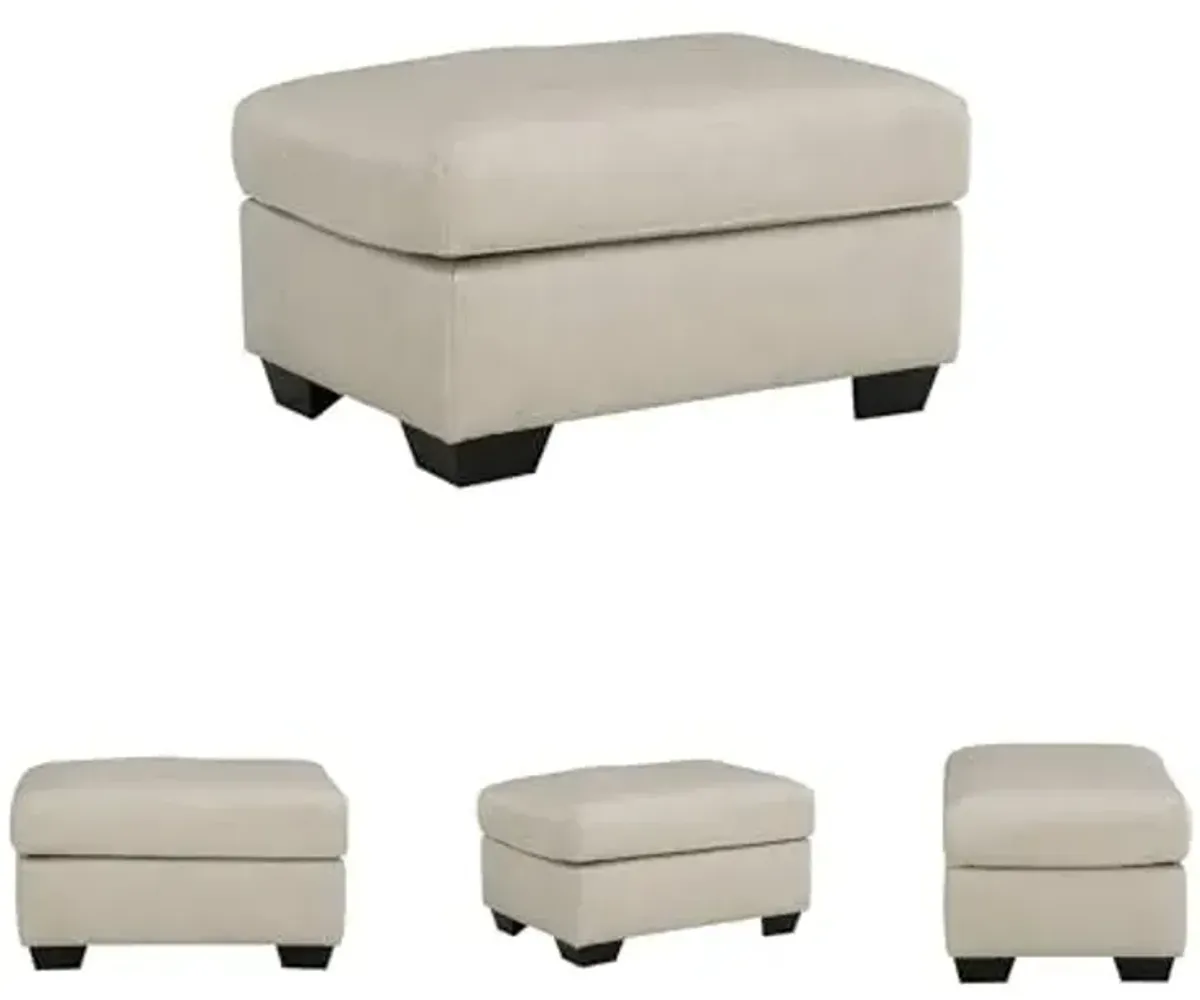 Signature Design by Ashley Santorine Classic Leather Match Ottoman with Leather Upholstery, Light Gray