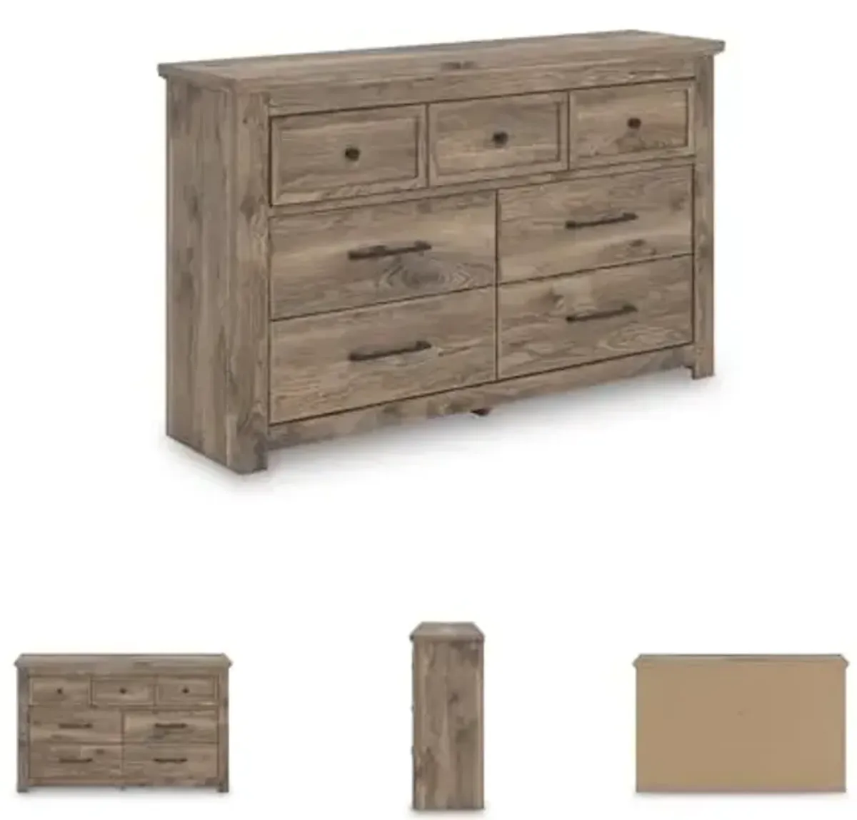 Signature Design by Ashley Stanziford Casual 7-Drawer Dresser with Wood Finish, Dark Brown