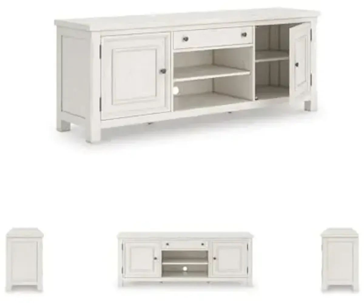 Signature Design by Ashley Robbinsdale Casual 72" TV Stand for TVs up to 82" with Cabinet Doors and Adjustable Shelves, White