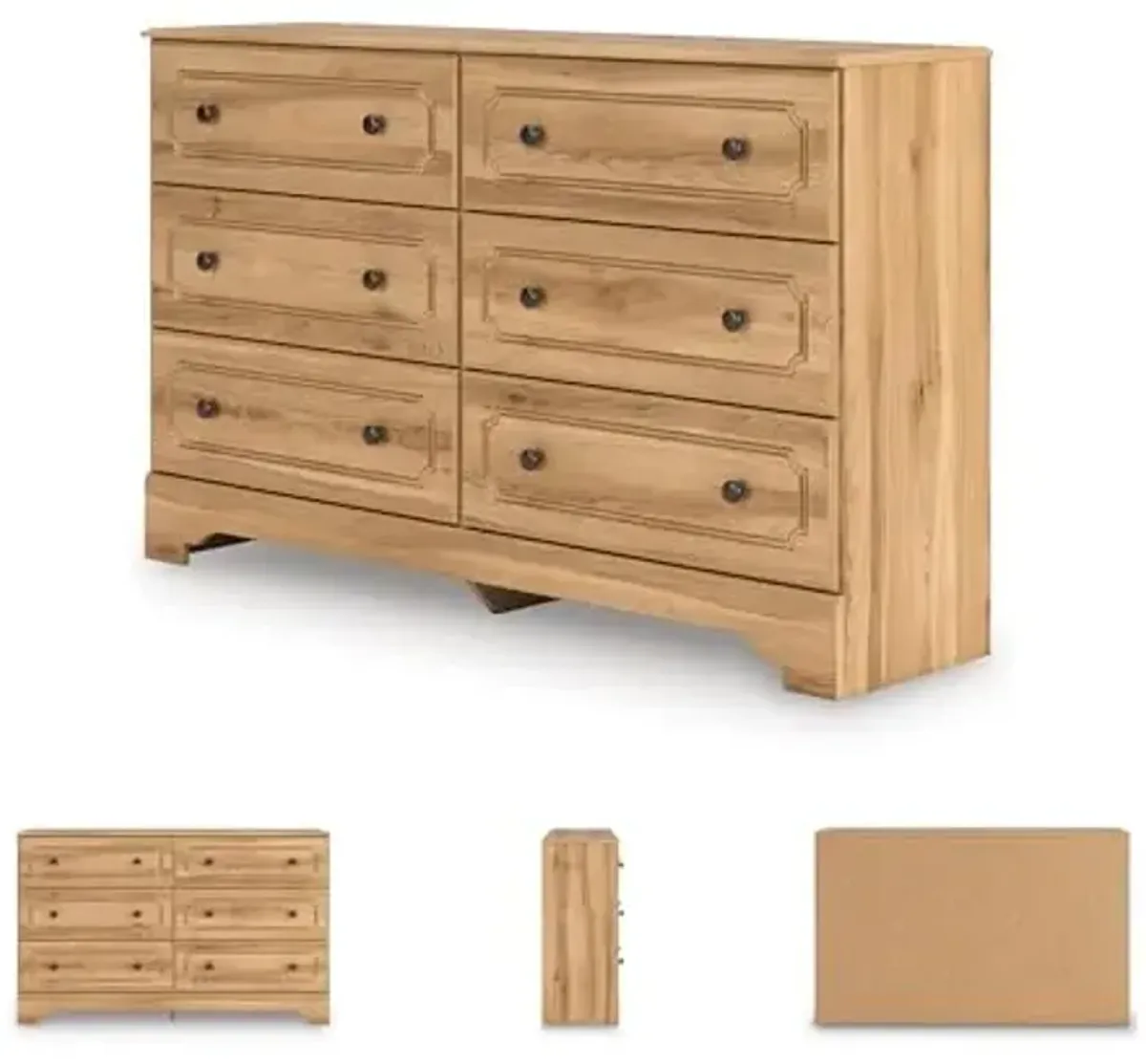 Signature Design by Ashley Bestmere Traditional 6-Drawer Dresser with Oak Finish, Light Brown