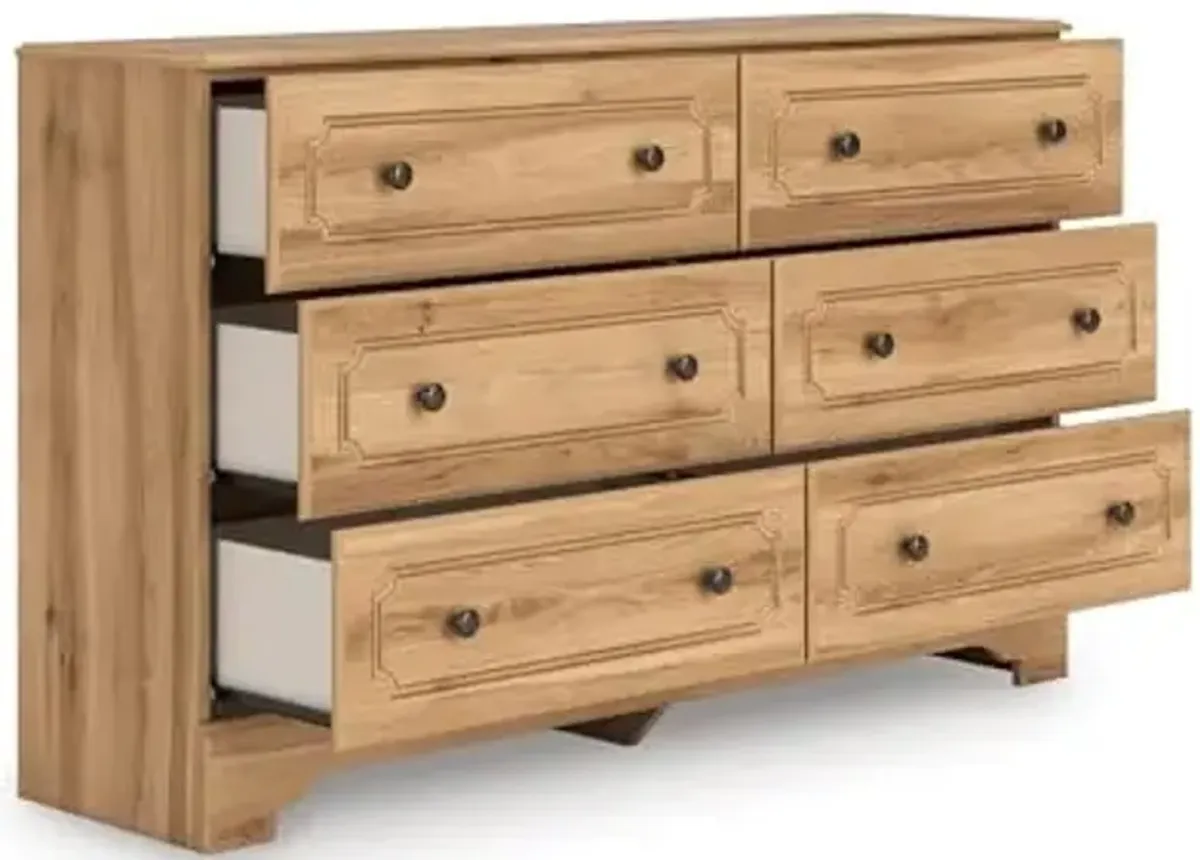 Signature Design by Ashley Bestmere Traditional 6-Drawer Dresser with Oak Finish, Light Brown