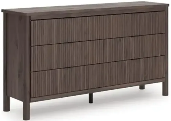 Signature Design by Ashley Symarro Casual 6-Drawer Dresser with Walnut Finish, Dark Brown