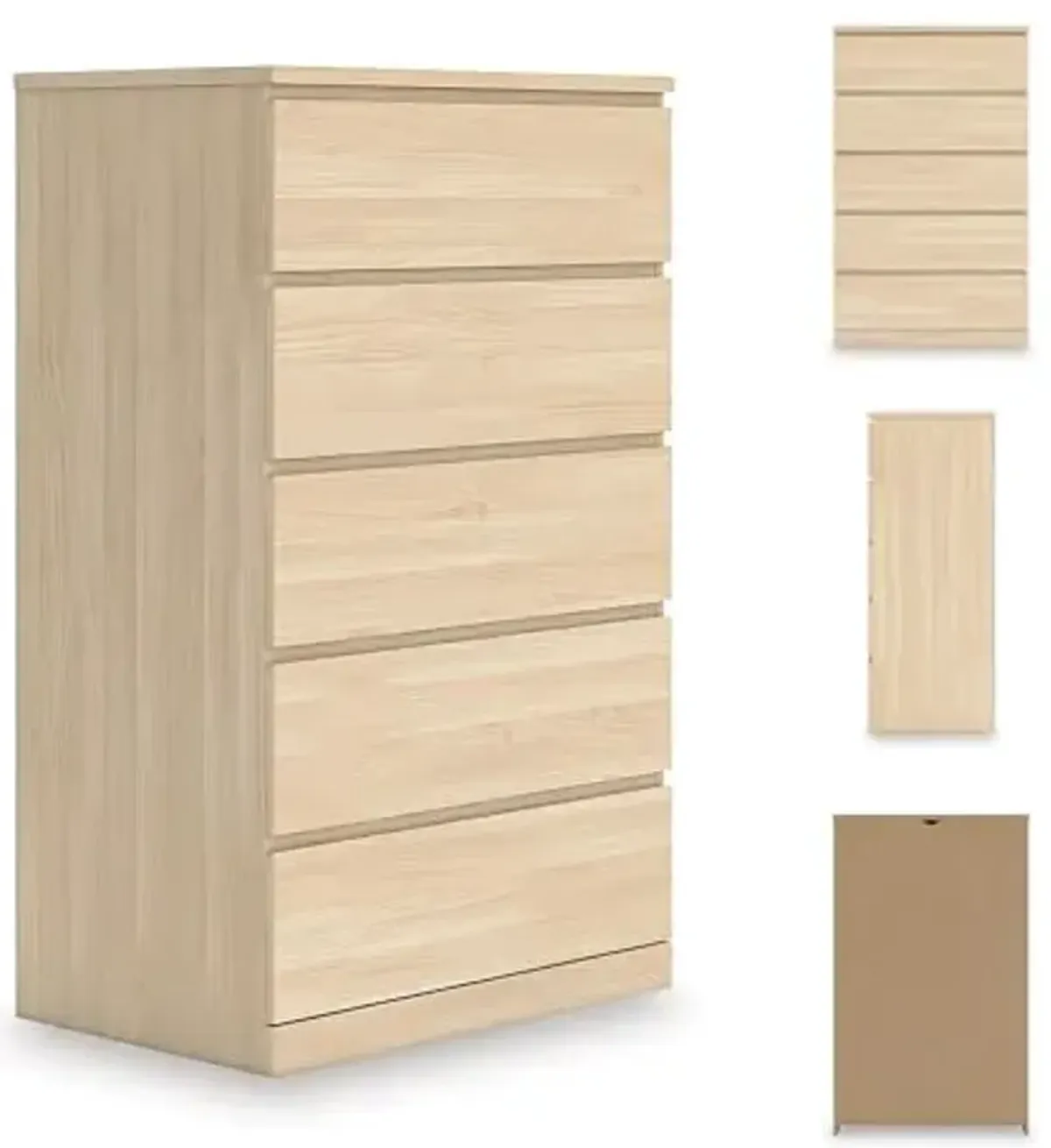 Signature Design by Ashley Onita Contemporary 5-Drawer Chest with Ash Finish, Light Brown