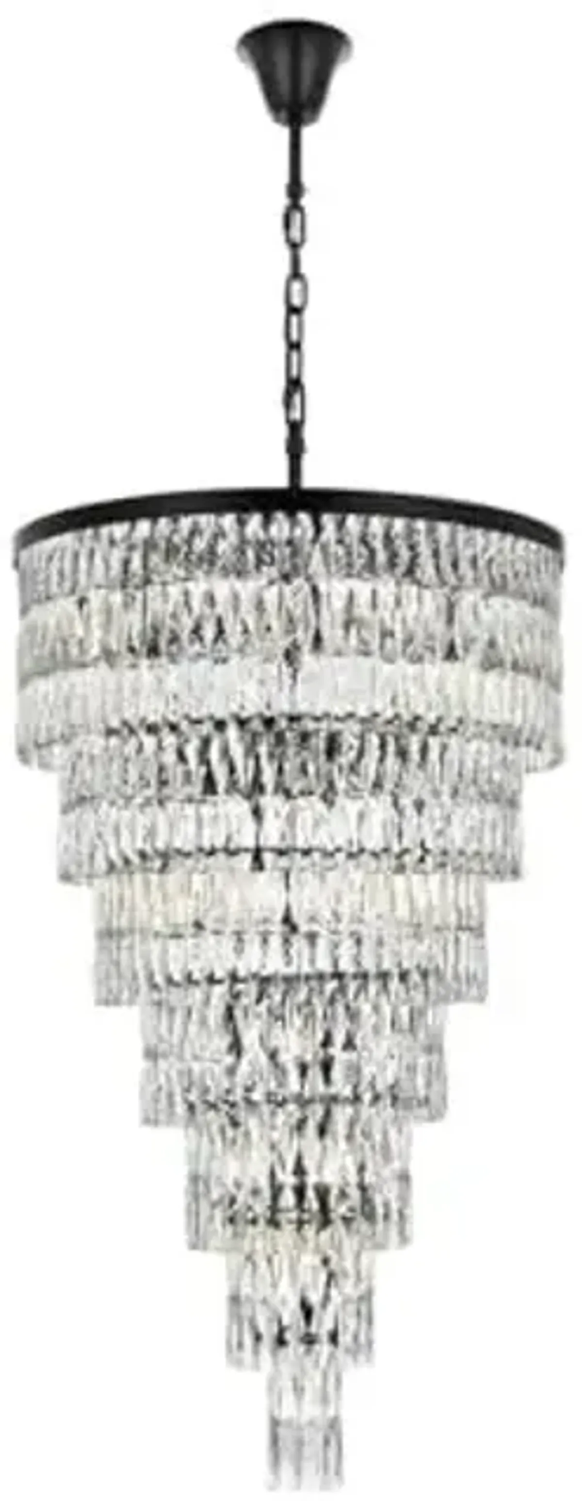 Elegant Lighting Josephine 32" Rectangular Chandelier in Black