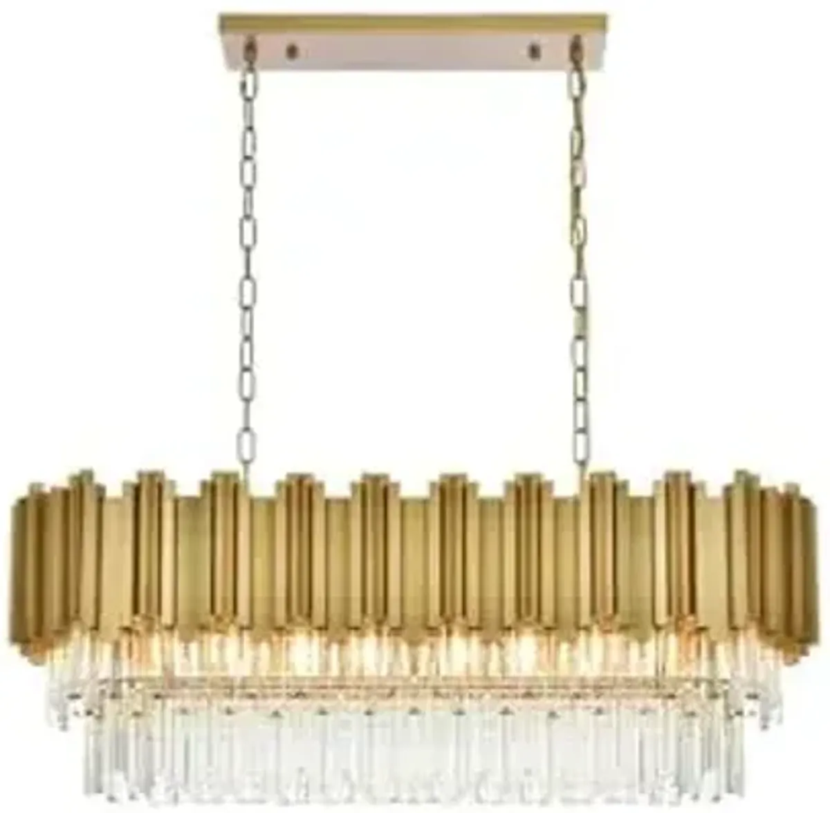 Elegant Lighting Willow 36" Rectangular Chandelier in Satin Gold