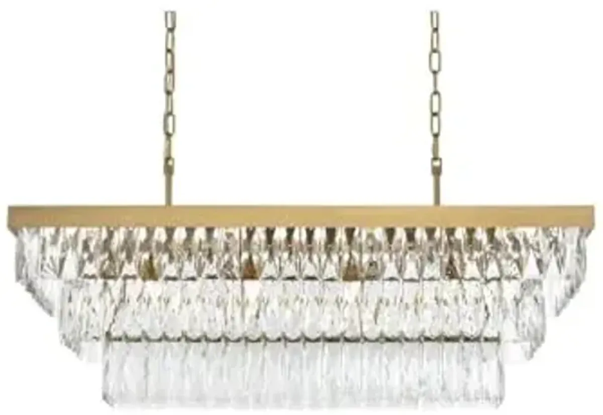 Elegant Lighting Josephine 36" Rectangular Chandelier in Satin Gold