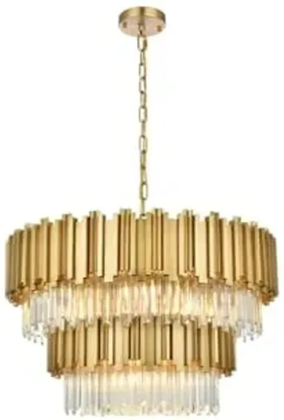 Elegant Lighting Willow 32" Chandelier in Satin Gold