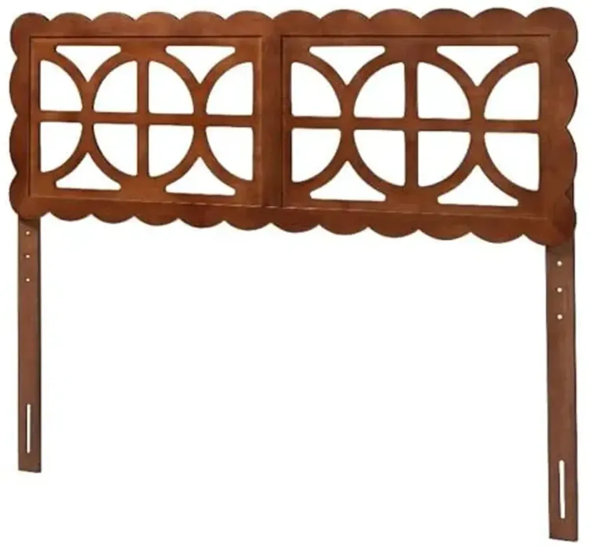 Baxton Studio Nansen Wood Headboard with Scalloped Frame Full Walnut