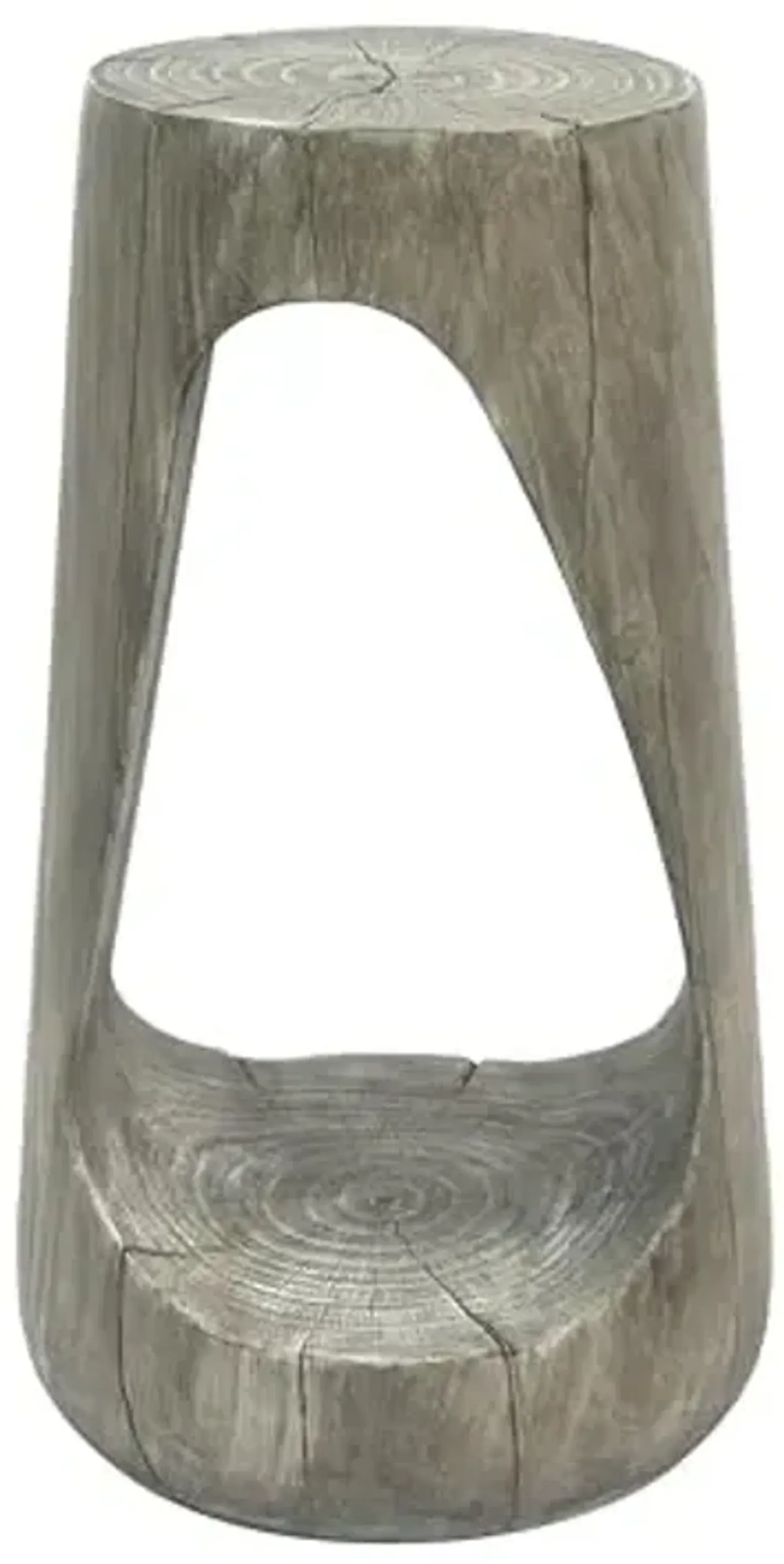 Christopher Knight Home Novi 26.57" H Lightweight Concrete Outdoor Side Table, Hollow Round-Shaped Patio End Table, MGO Outdoor Coffee Table, Garden Plant Stand Indoor, Wood-Like Texture, Gray