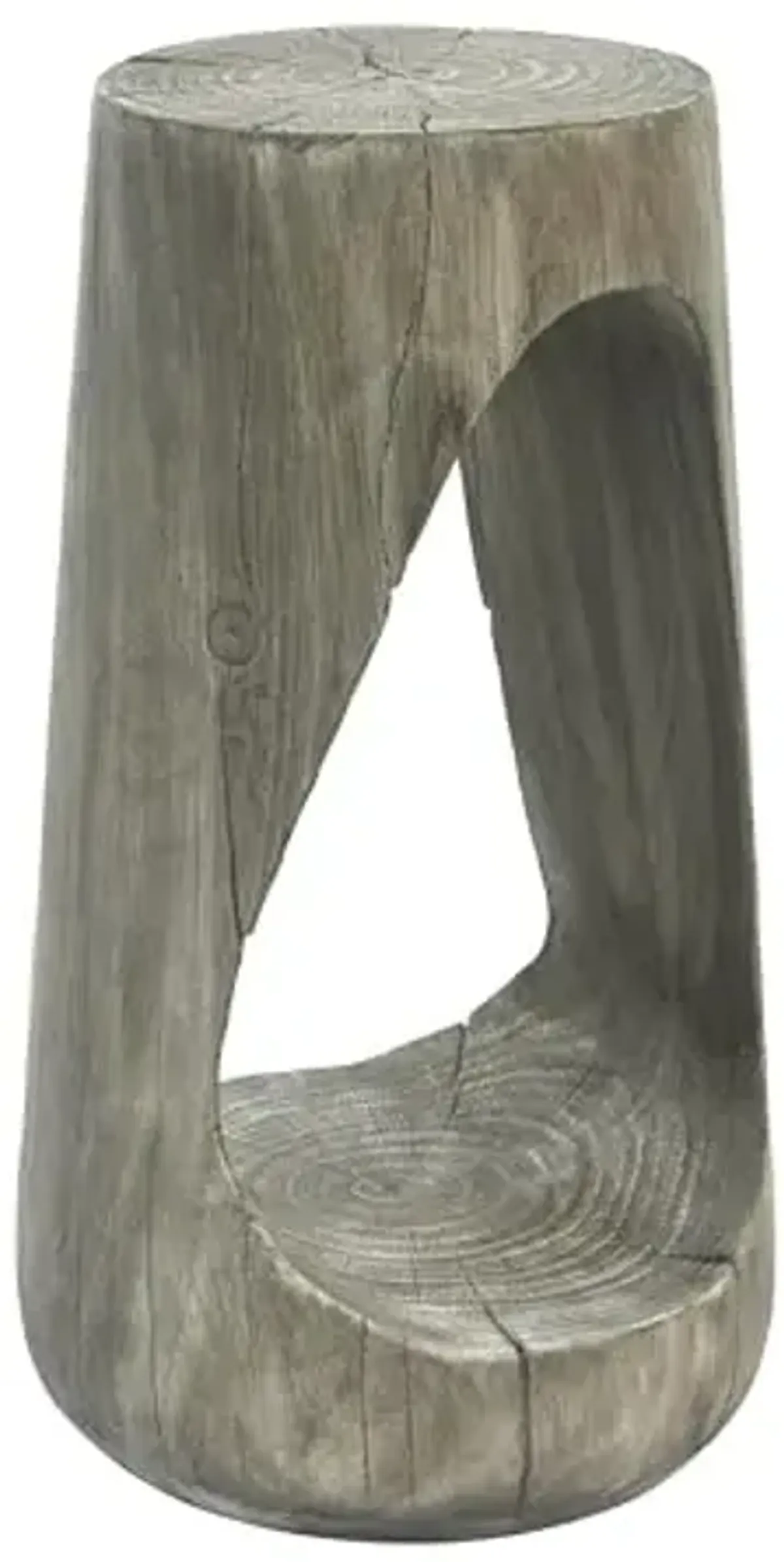 Christopher Knight Home Novi 26.57" H Lightweight Concrete Outdoor Side Table, Hollow Round-Shaped Patio End Table, MGO Outdoor Coffee Table, Garden Plant Stand Indoor, Wood-Like Texture, Gray