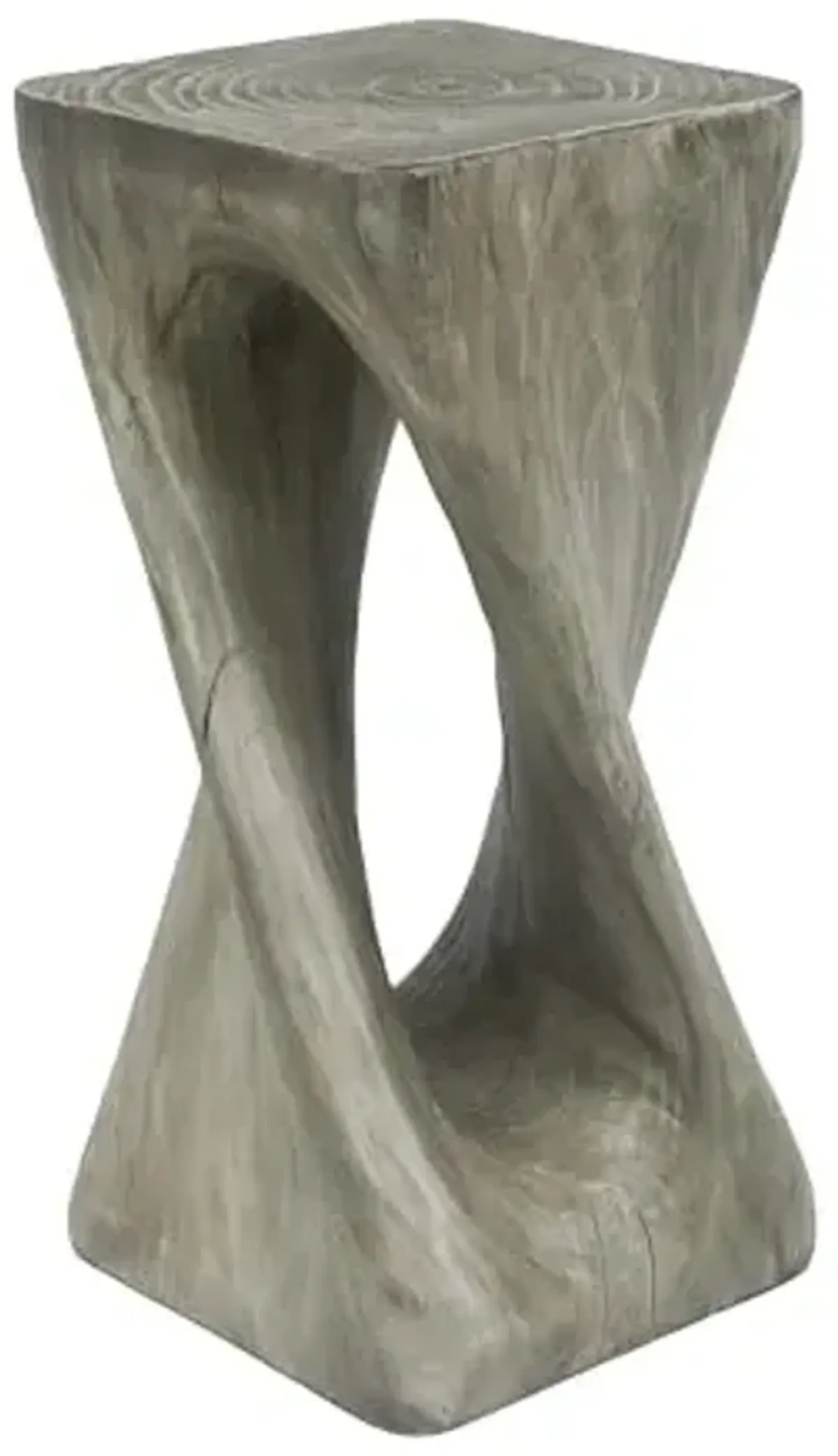 Christopher Knight Home Novi 26.8" H Lightweight Concrete Outdoor Side Table, Hollow Twist-Shaped Patio End Table, MGO Outdoor Coffee Table, Garden Plant Stand Indoor, Wood-Like Texture, Gray