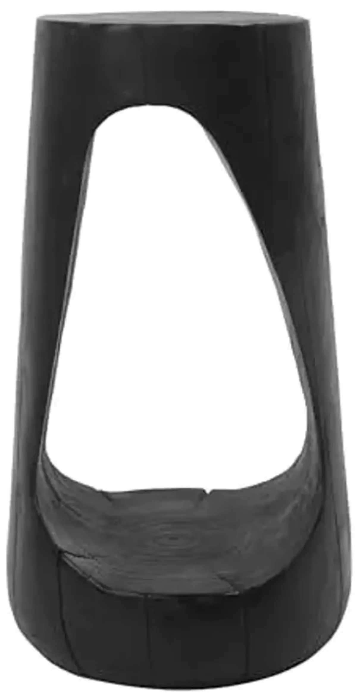 Christopher Knight Home Novi 26.57" H Lightweight Concrete Outdoor Side Table, Hollow Round-Shaped Patio End Table, MGO Outdoor Coffee Table, Garden Plant Stand Indoor, Wood-Like Texture, Black