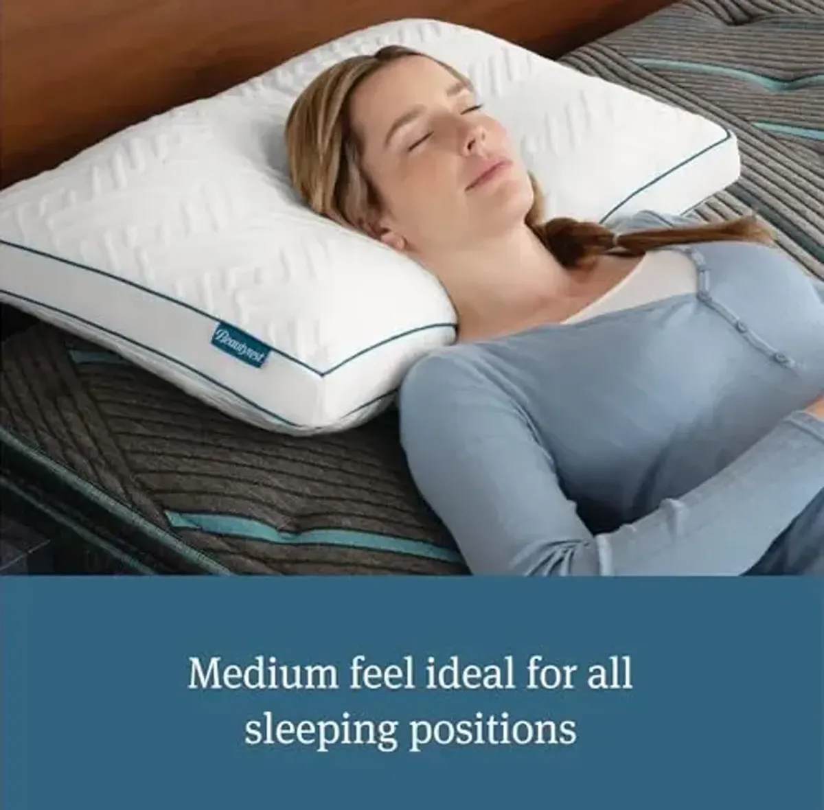Beautyrest Deluxe Down Alternative Pillow – King Size – Medium Support for All Sleep Positions, Cooling InfiniCool Technology, Breathable & Removable Knit Cover, Premium Fiber-Blend Fill
