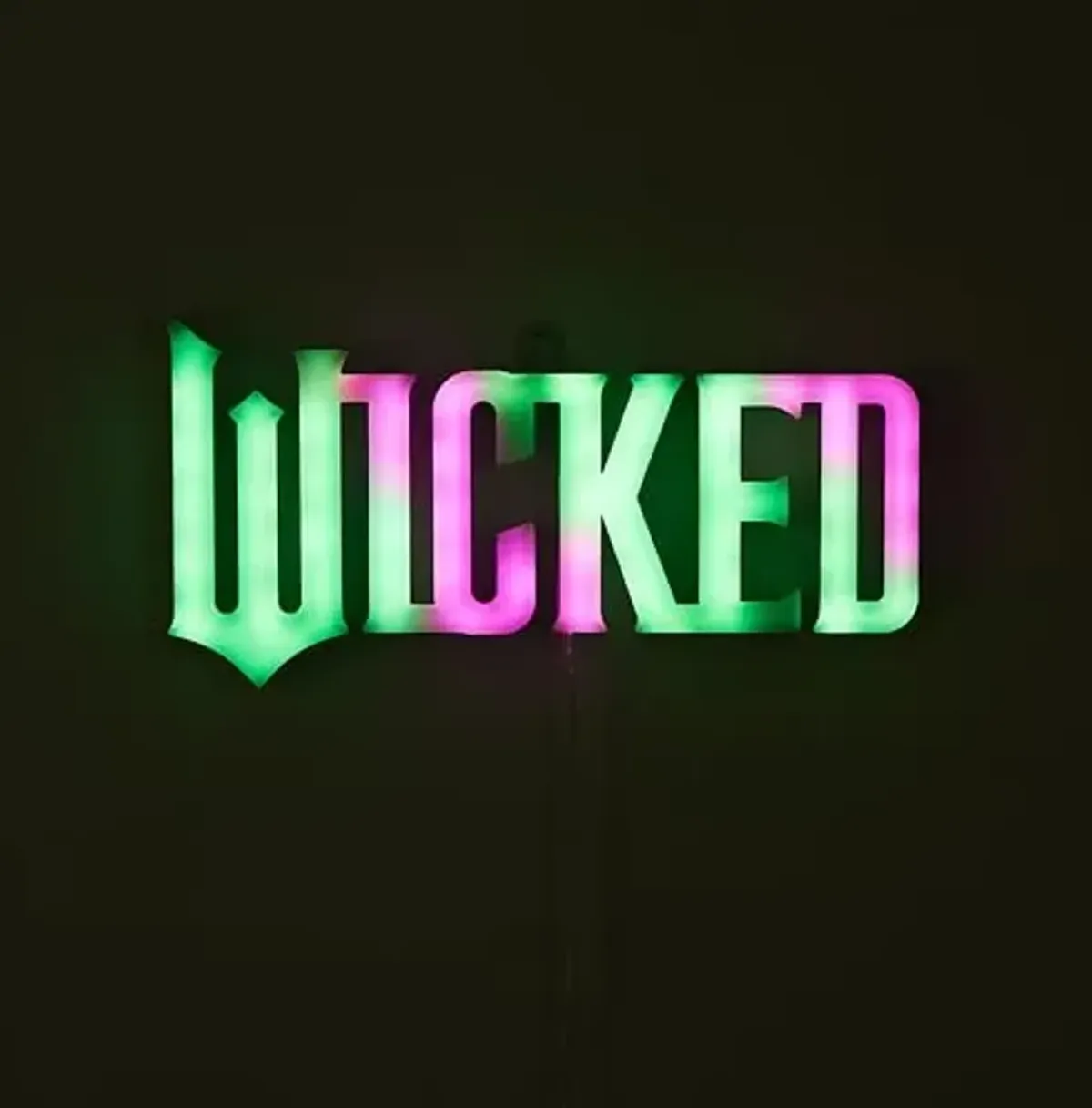Wicked the Movie Neon LED Hanging Wall Art, Decorative Lighting for Kids Bedroom & Playroom Wall Décor, 4.4” x 8.94”