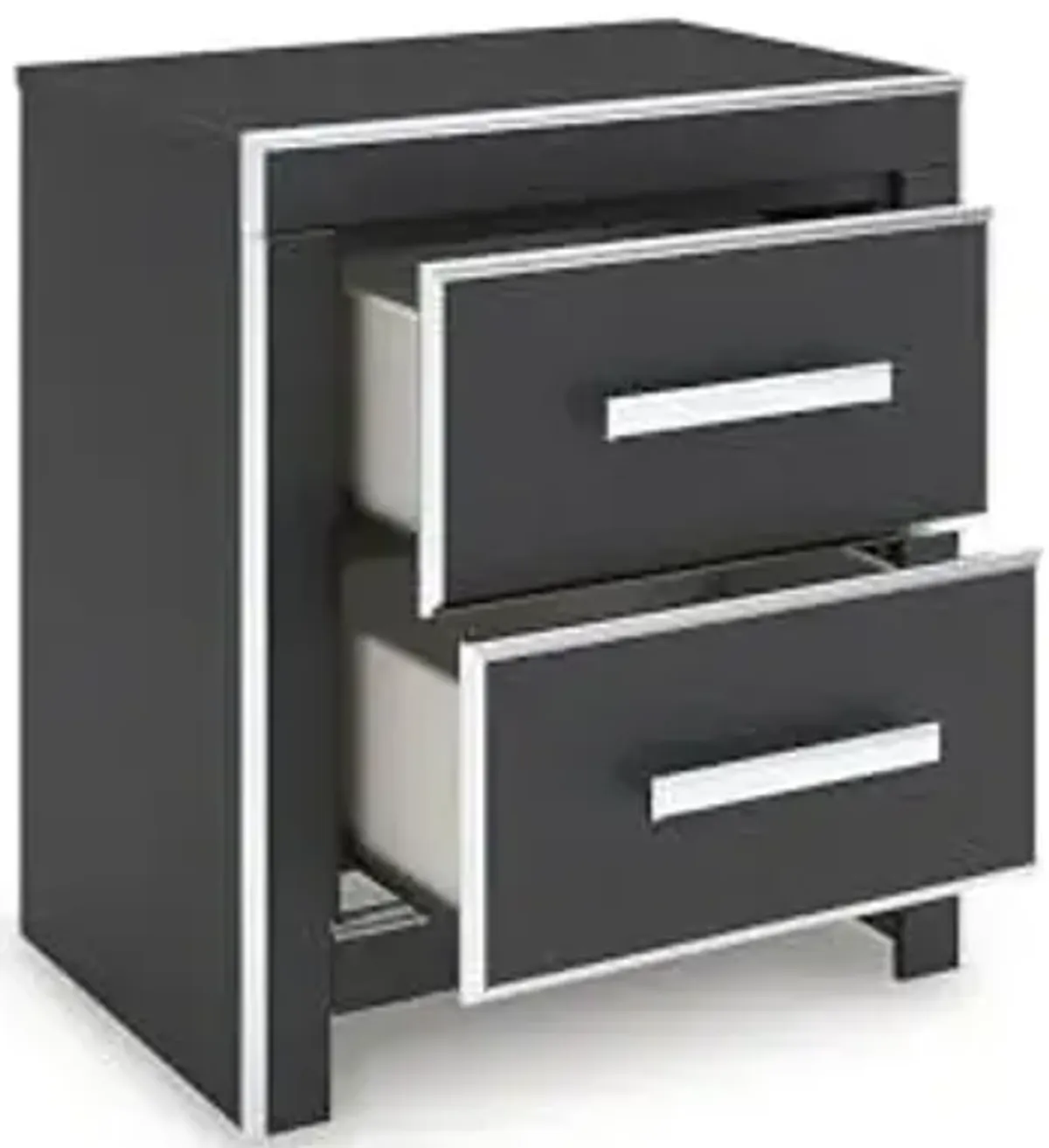 Signature Design by Ashley Ravalori Contemporary 2-Drawer Nightstand with Storage, USB Ports and Charging Station, Black