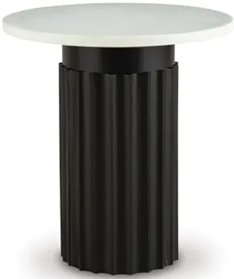 Signature Design by Ashley Wainstone Contemporary Accent Table wih Fluted Pedestal, White & Black