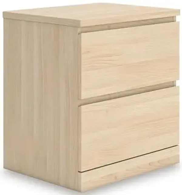 Signature Design by Ashley Onita Contemporary 2-Drawer Nightstand with Storage, Light Brown