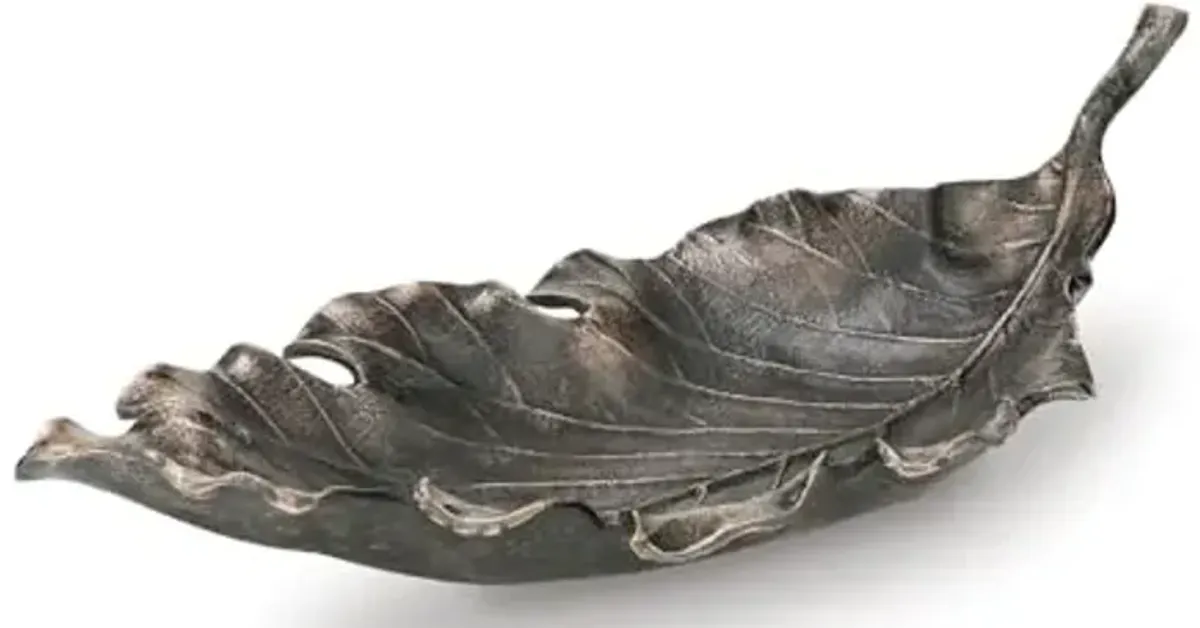 Signature Design by Ashley Avermund Contemporary Leaf Sculpture with Antiqued Finish, Dark Brown