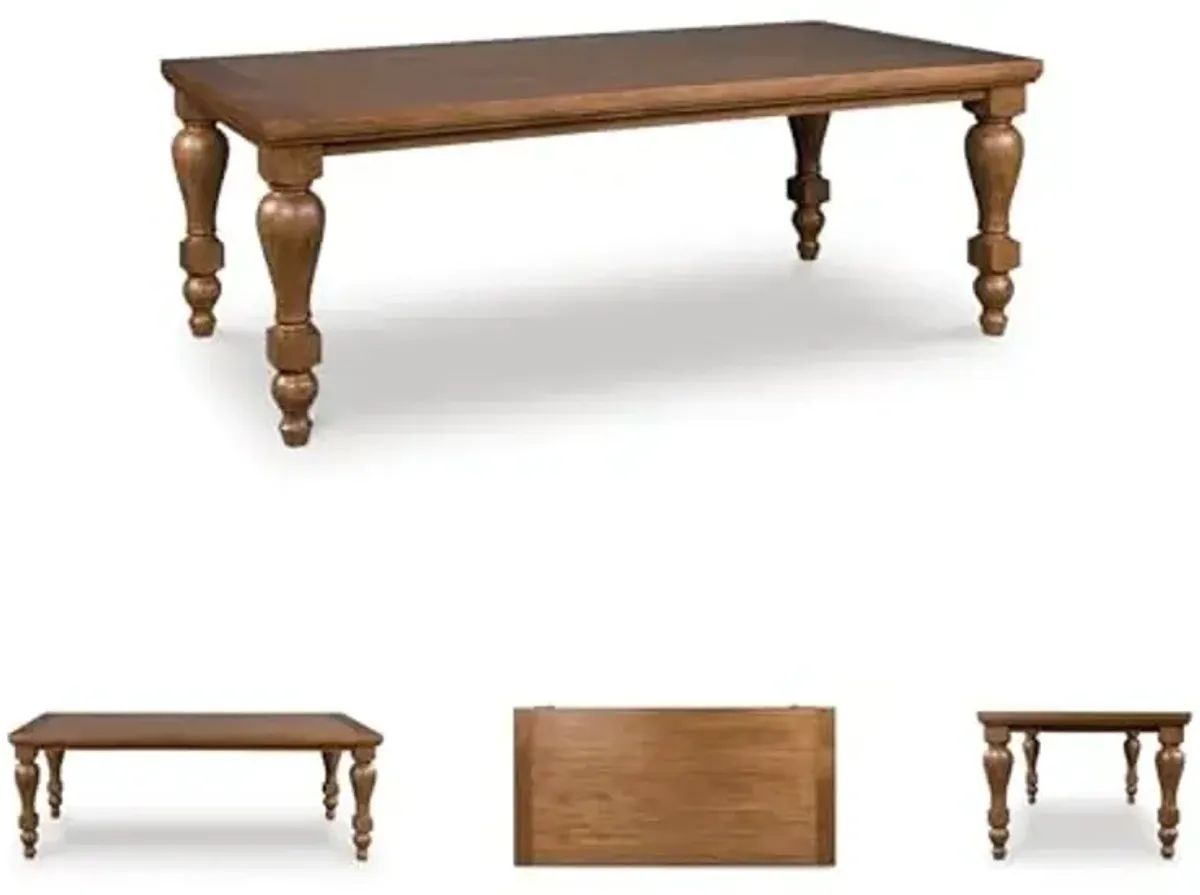 Signature Design by Ashley Chadworth Traditional Dining Table with Turned Leg, Seats Up to 8, Light Brown