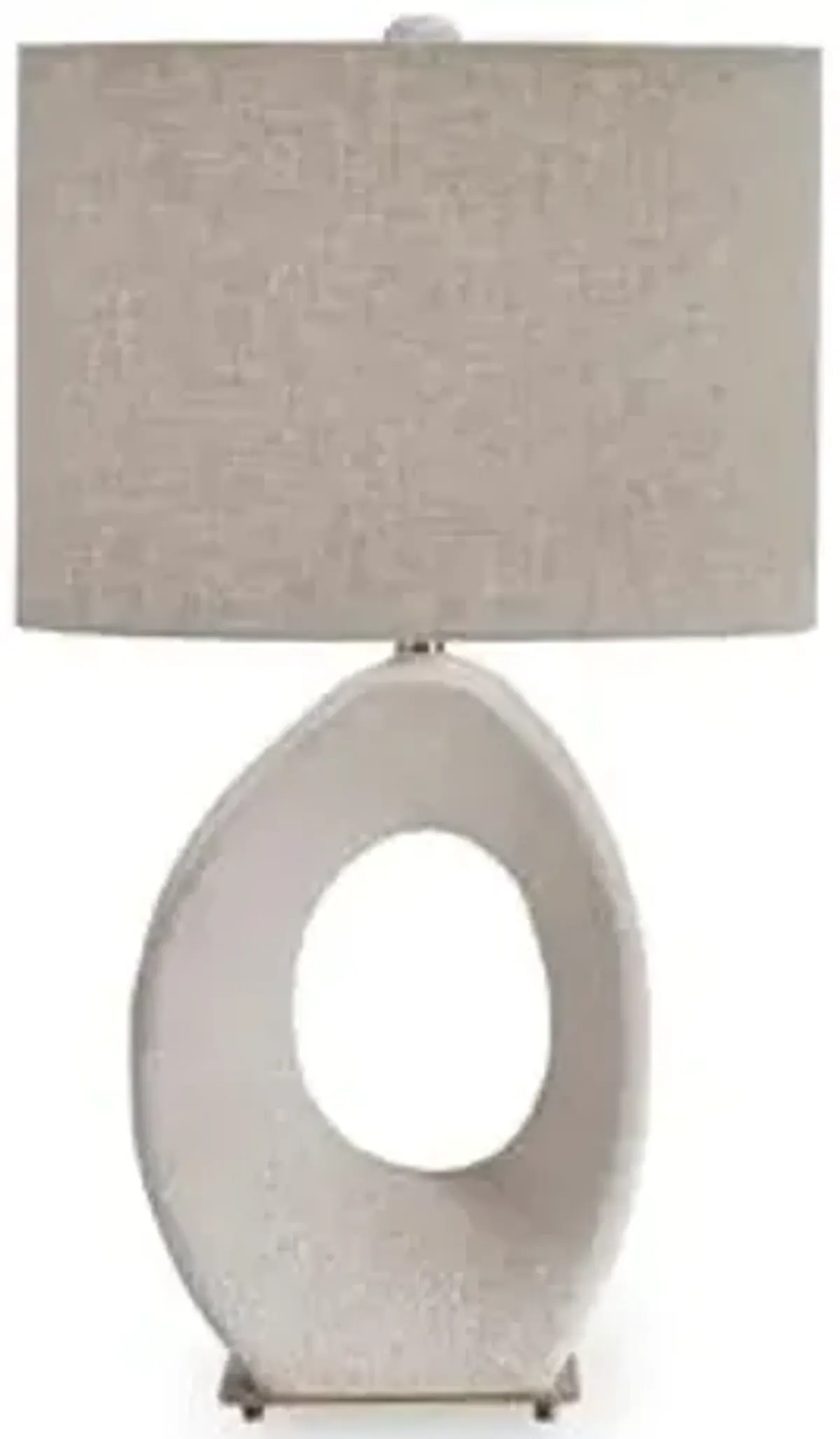 Signature Design by Ashley Trentlen Modern Table Lamp with 3-Way Switch and Drum Shade, Gold & Beige