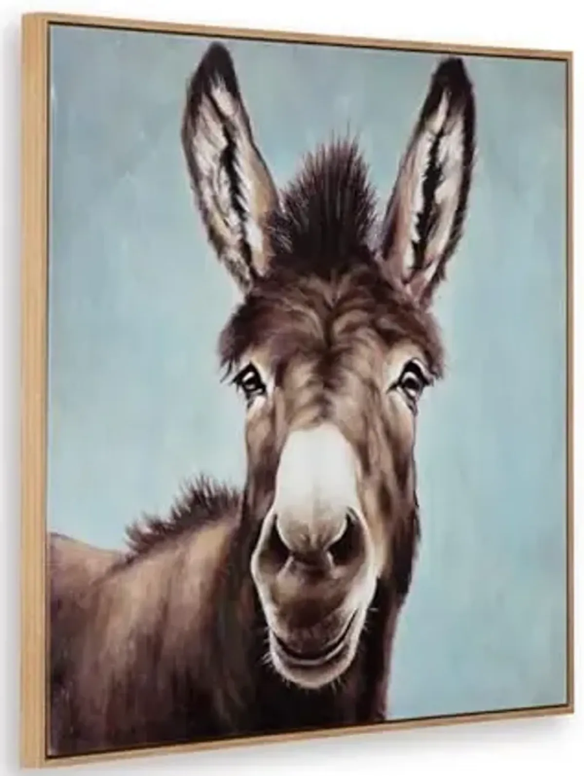 Signature Design by Ashley Landerton Farmhouse Hand Painted Donkey Wall Art, 32 × 32 Inches, Dark Brown & Blue