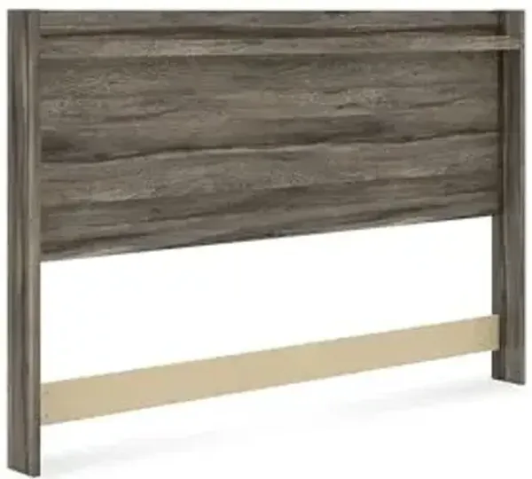 Signature Design by Ashley Jusika Mid-Century Modern Panel Headboard with LED Light and Shelf, King, Dark Brown