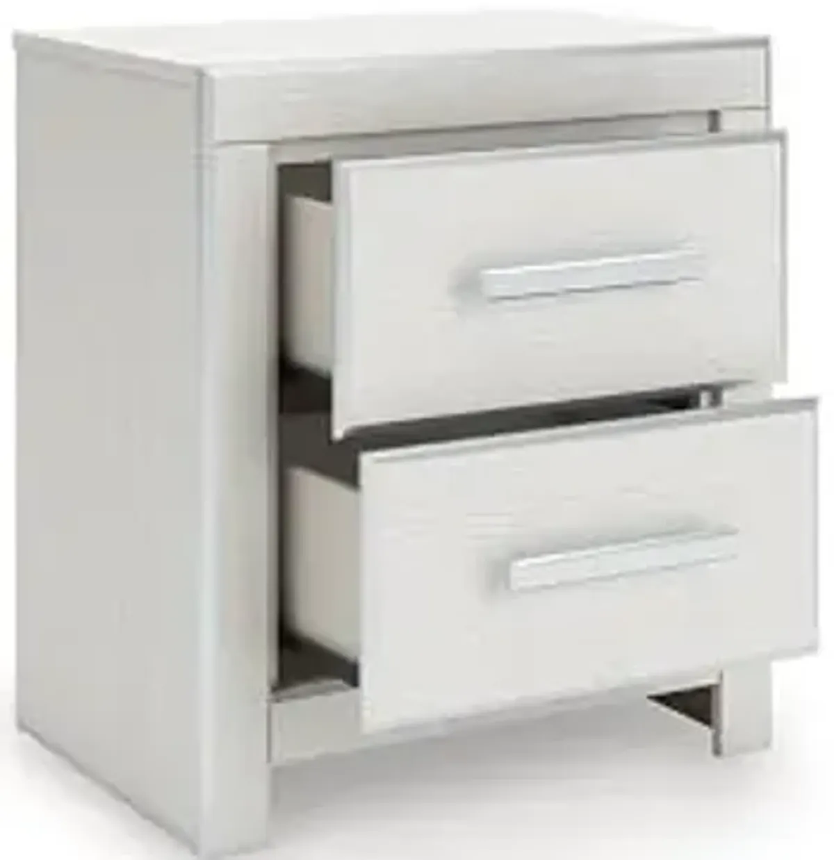 Signature Design by Ashley Ravalori Contemporary 2-Drawer Nightstand with Storage, USB Ports and Charging Station, White