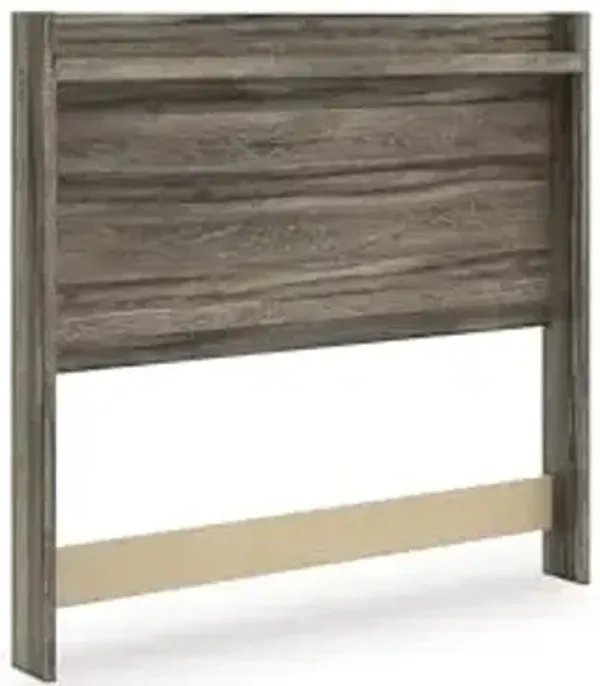 Signature Design by Ashley Jusika Farmhouse Panel Headboard with LED Light and Shelf, Full, Dark Brown