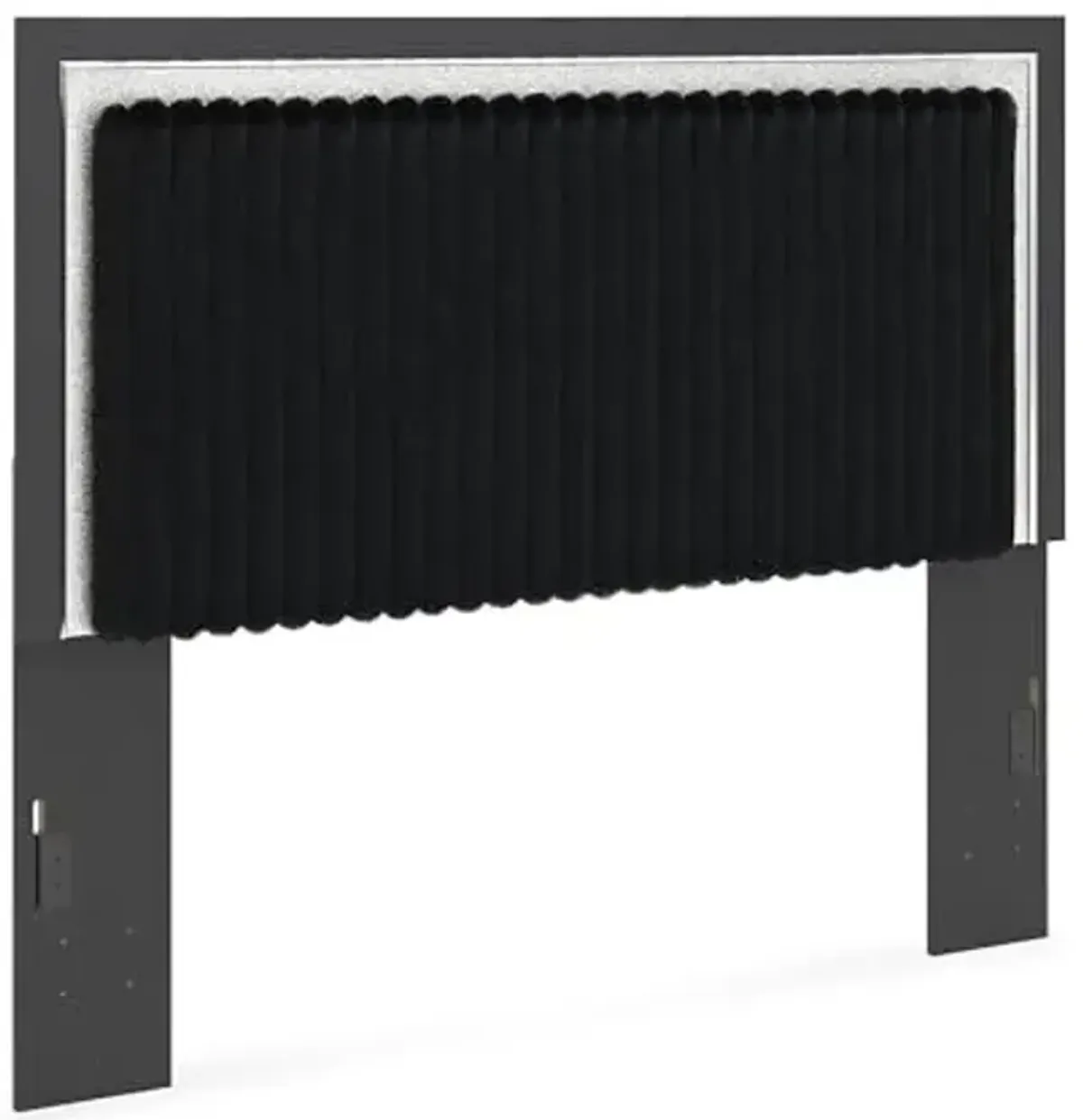 Signature Design by Ashley Ravalori Contemporary Upholstered Panel Headboard with Adjustable Height, Queen, Black