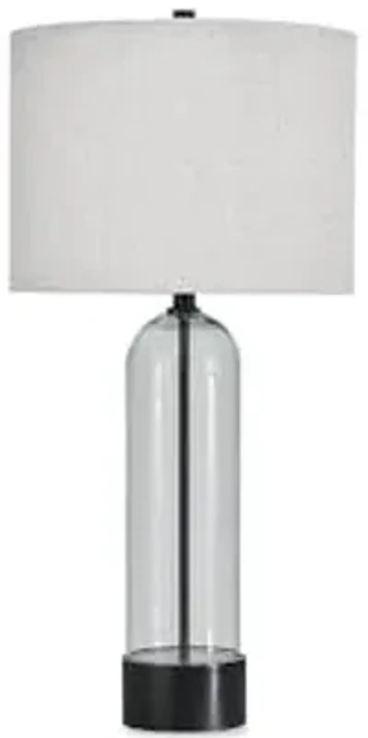 Signature Design by Ashley Kerrbrook Industrial Table Lamp with 3-Way Switch and Drum Shade, Glass & Black