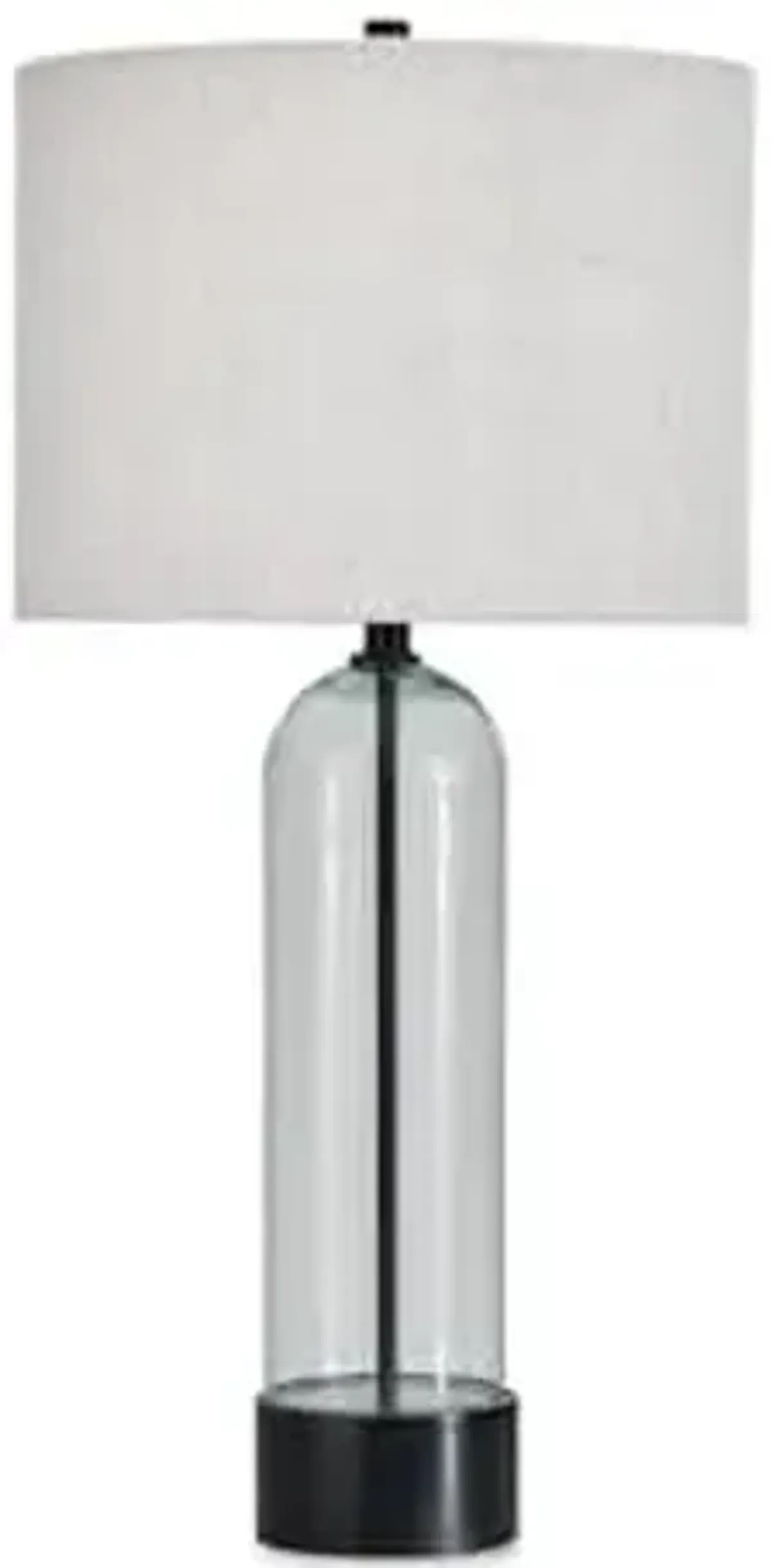 Signature Design by Ashley Kerrbrook Industrial Table Lamp with 3-Way Switch and Drum Shade, Glass & Black