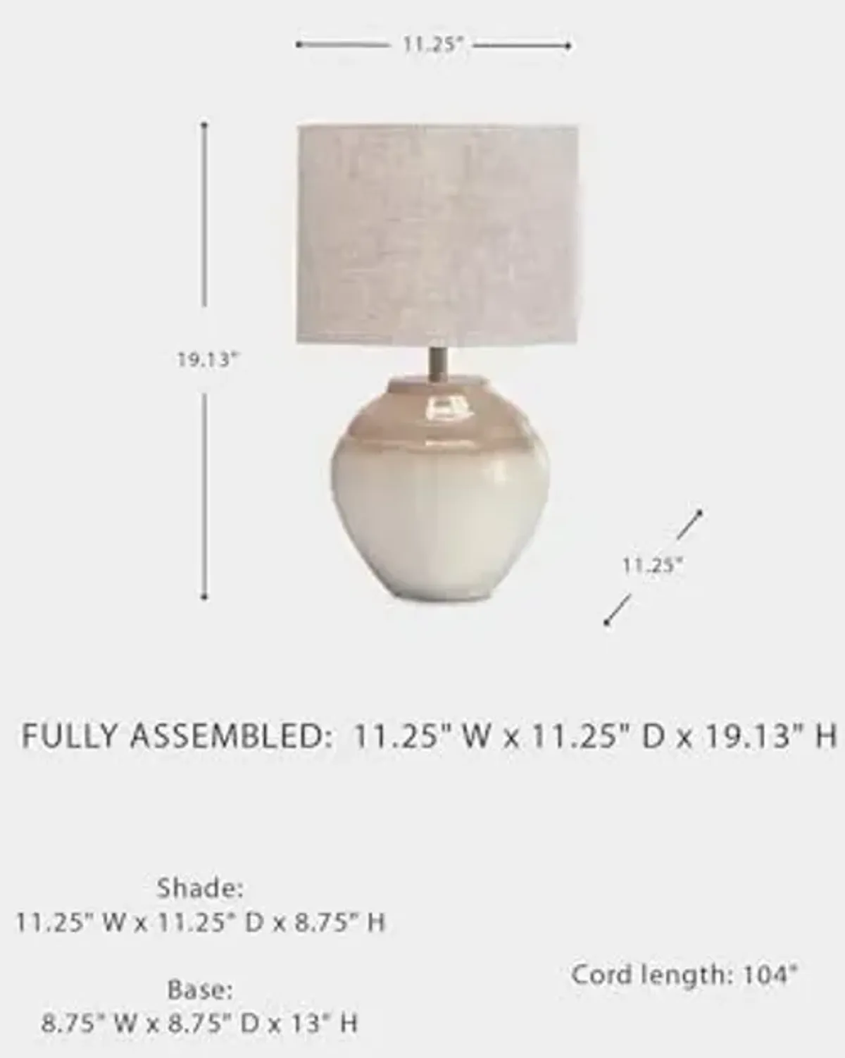 Signature Design by Ashley Waldish Rustic Table Lamp with Drum Shade, Beige