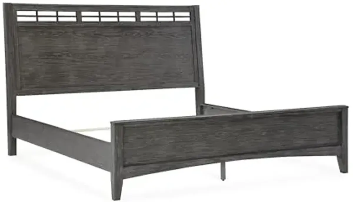 Signature Design by Ashley Montillan Contemporary California King Panel Bed with Lay-Back Headboard, Foundation or Box Spring Needed, Dark Brown