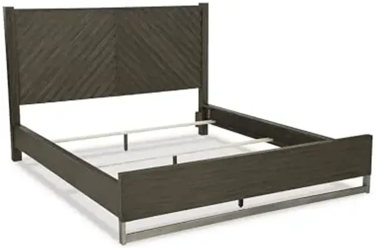 Signature Design by Ashley Arkenton Contemporary King Panel Bed with Dual USB Charging Ports, Foundation or Box Spring Needed, Dark Brown