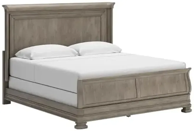 Signature Design by Ashley Lexorne Traditional King Sleigh Bed, Foundation or Box Spring Needed, Light Gray