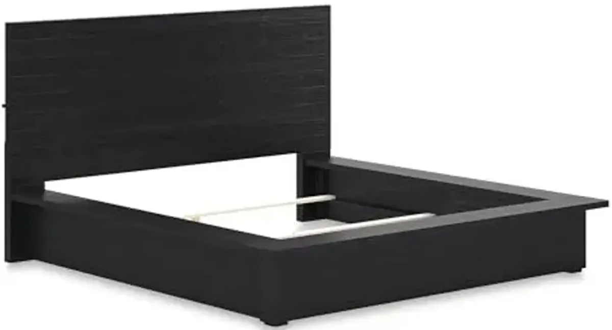 Signature Design by Ashley Londer Modern California King Panel Bed with Wide Rails, Foundation or Box Spring Needed, Black