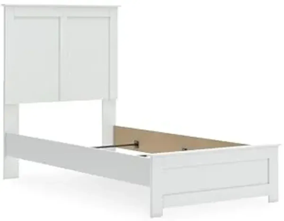 Signature Design by Ashley Bostwick Shoals Transitional Twin Panel Bed, Foundation or Box Spring Needed, White