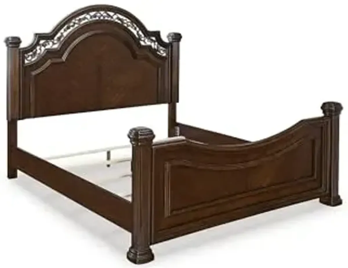 Signature Design by Ashley Lavinton Victorian King Poster Bed, Foundation or Box Spring Needed, Dark Brown