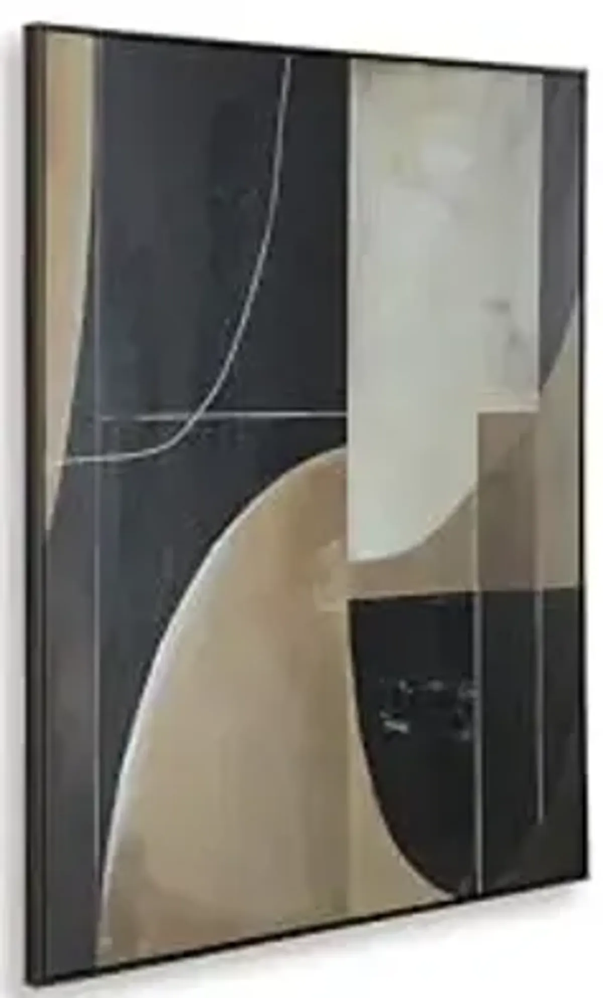 Signature Design by Ashley Ewanford Modern Geometric Framed Wall Art, 50 x 40 Inches, Black & Light Brown