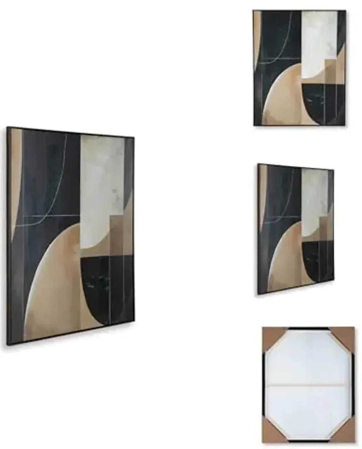 Signature Design by Ashley Ewanford Modern Geometric Framed Wall Art, 50 x 40 Inches, Black & Light Brown
