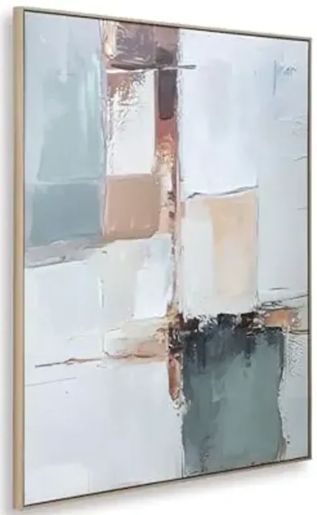 Signature Design by Ashley Trailport Modern Abstract Framed Wall Art, 50 x 40 Inches, White & Blue