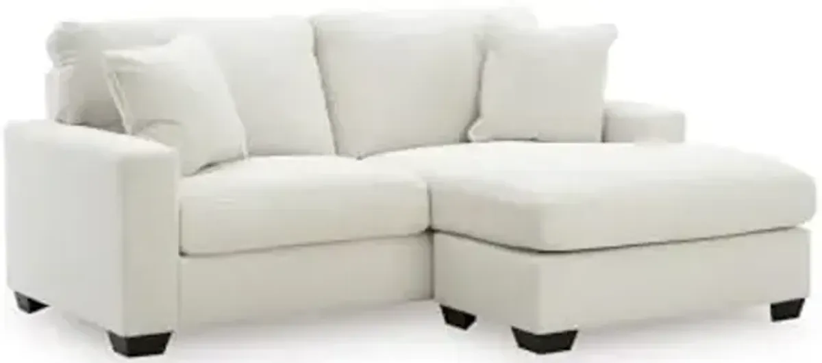 Signature Design by Ashley Ammon Casual Anti Sag Sofa Chaise with Loose Seat Cushion and 2 Accent Pillows, White