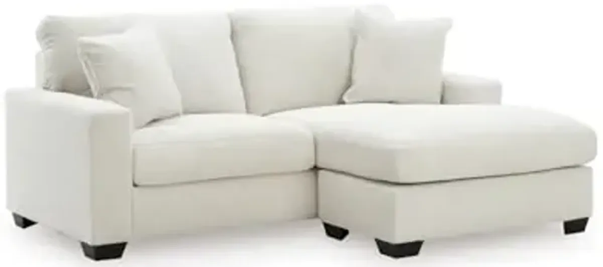 Signature Design by Ashley Ammon Casual Anti Sag Sofa Chaise with Loose Seat Cushion and 2 Accent Pillows, White