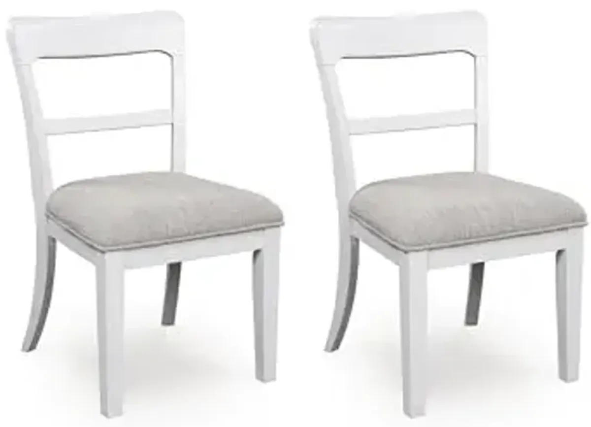 Signature Design by Ashley Chadworth Transitional Upholstered Dining Chair with Saber Leg and Adjustable Leveler, Set of 2, White