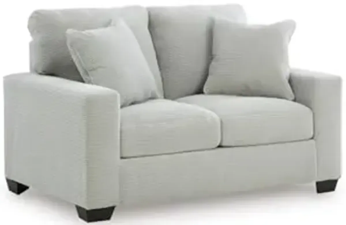 Signature Design by Ashley Ammon Casual Anti Sag Loveseat with Loose Seat Cushion and 2 Accent Pillows, Light Gray