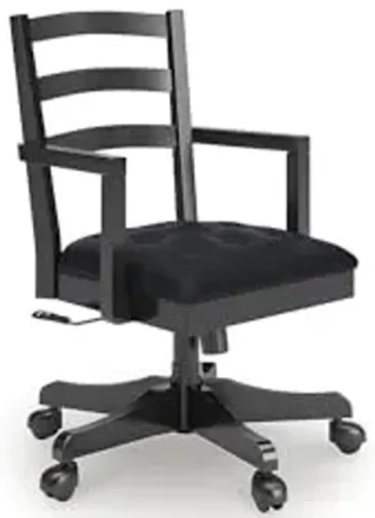 Signature Design by Ashley Wildenauer Transitional Upholstered Swivel Rolling Home Office Desk Chair with Button Tufted Seat Cushion, Black