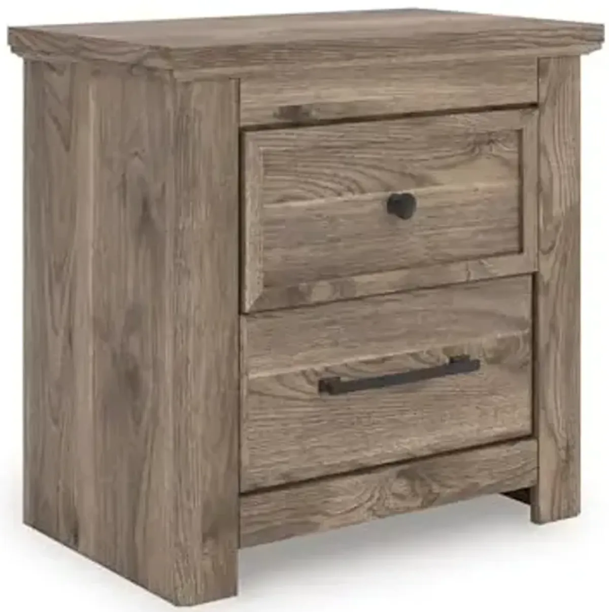 Signature Design by Ashley Stanziford Rustic 2-Drawer Nightstand with USB Port and Charging Station, Light Brown