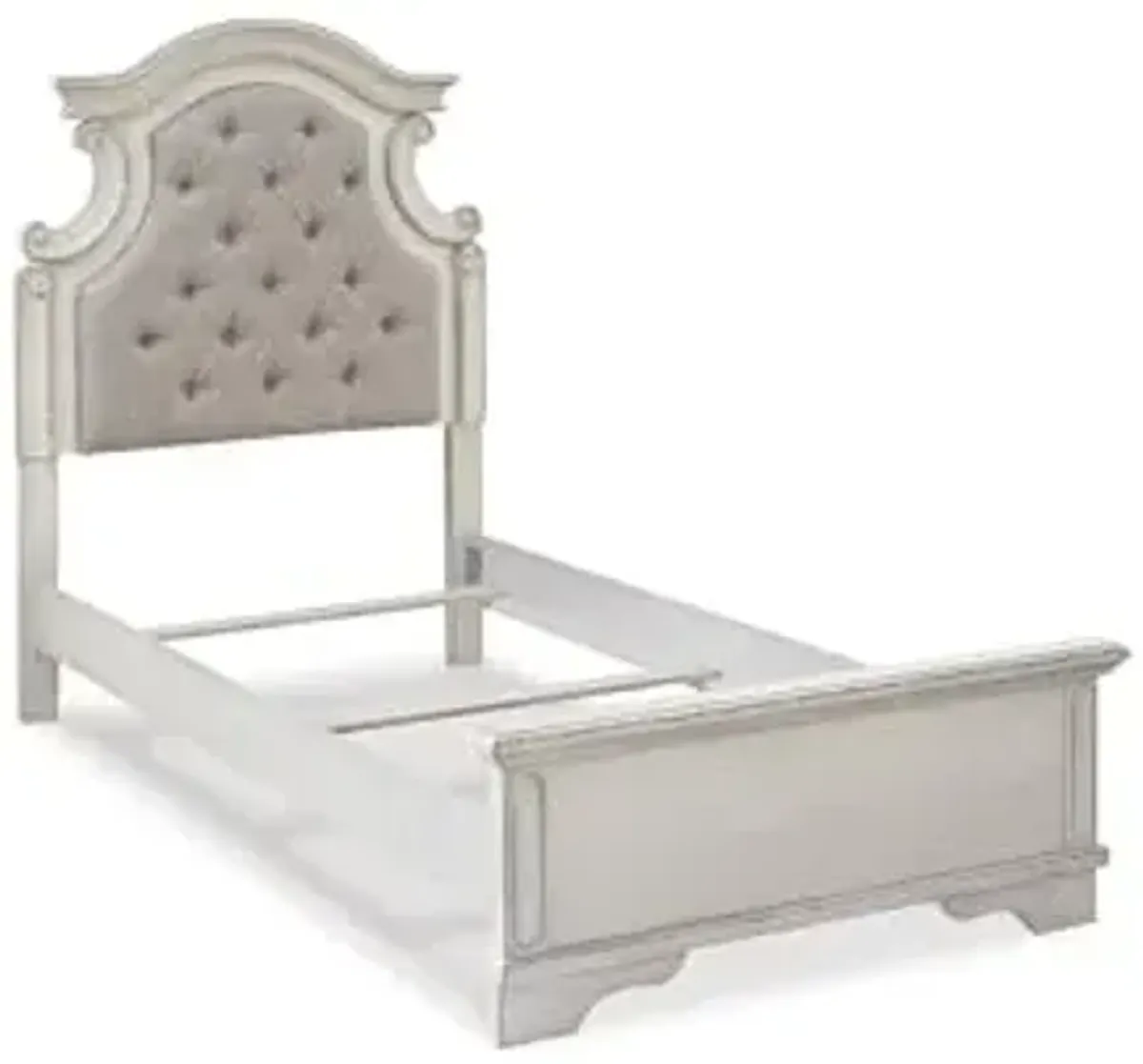 Signature Design by Ashley Realyn Traditional Panel Bed with Tufted Upholstery, Foundation or Box Spring Needed, Twin, Beige