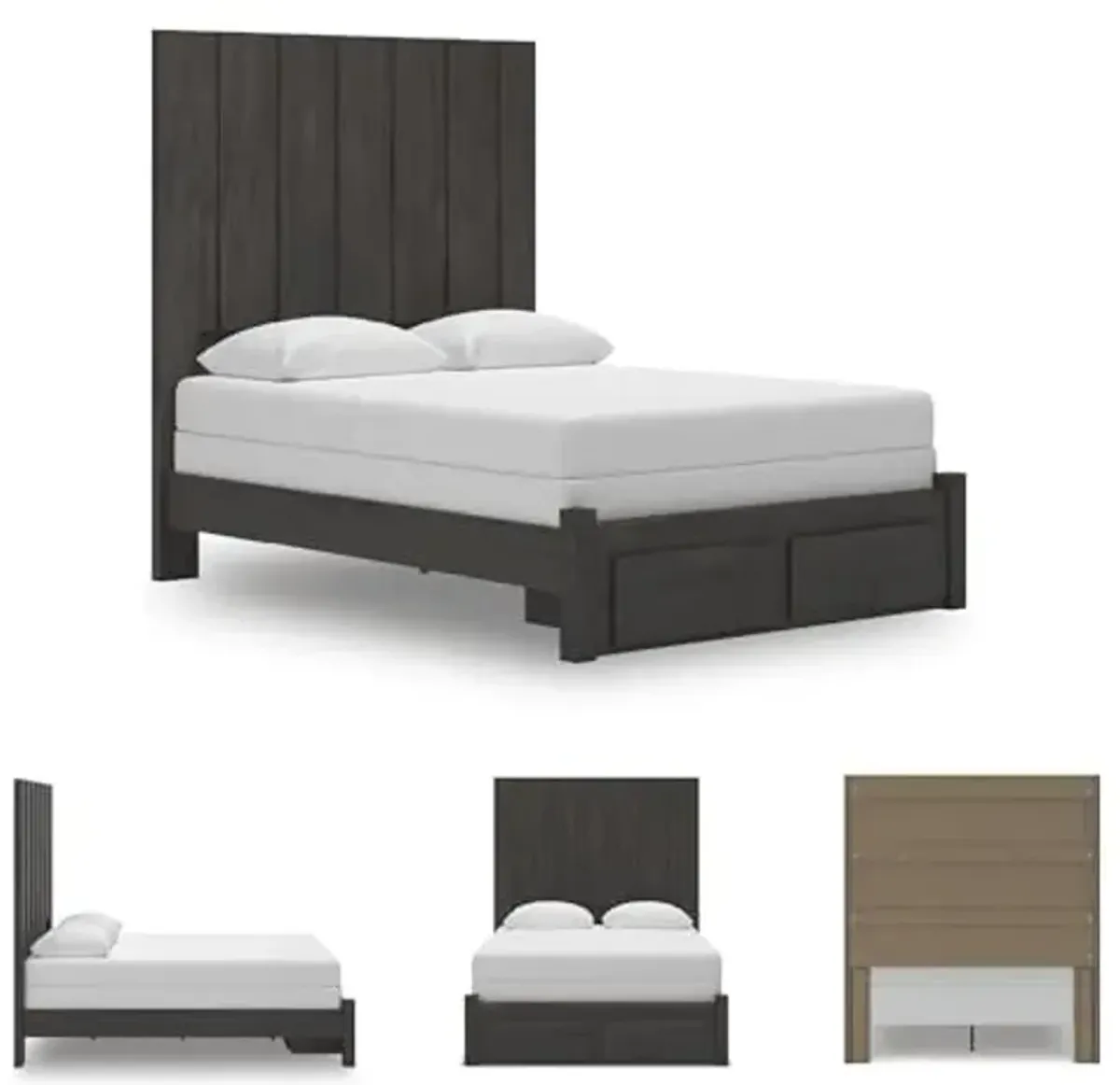 Signature Design by Ashley Parlayon Modern Panel Storage Bed, Foundation or Box Spring Needed, Queen, Gray